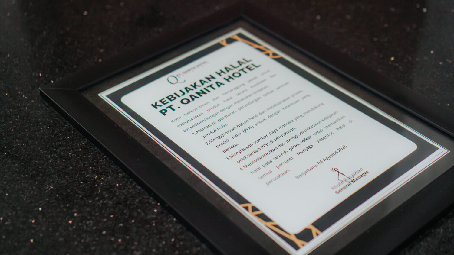 Komitmen Manajemen Qin dan Grand Qin Hotel Banjarbaru untuk Menu Halalan Thayyiban